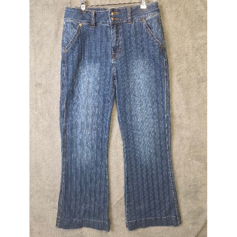 Rock & Roll Denim Jeans Womens 27x30 High Rise Trouser‎ Pinstripe Flare Leg